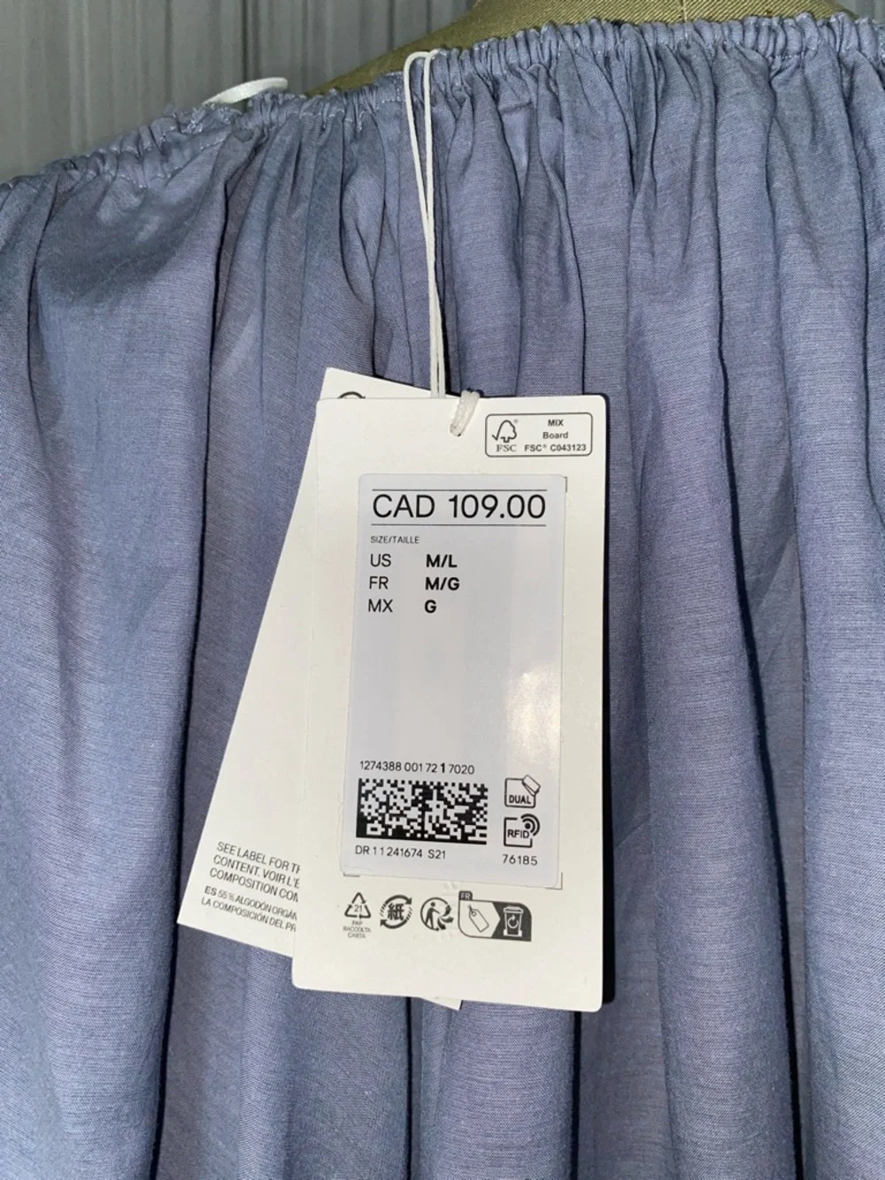 H&M NWT!! Light Blue Lightweight Tie-Front Peasant Oversized Loose Fit Blouse ML - Picture 15 of 16